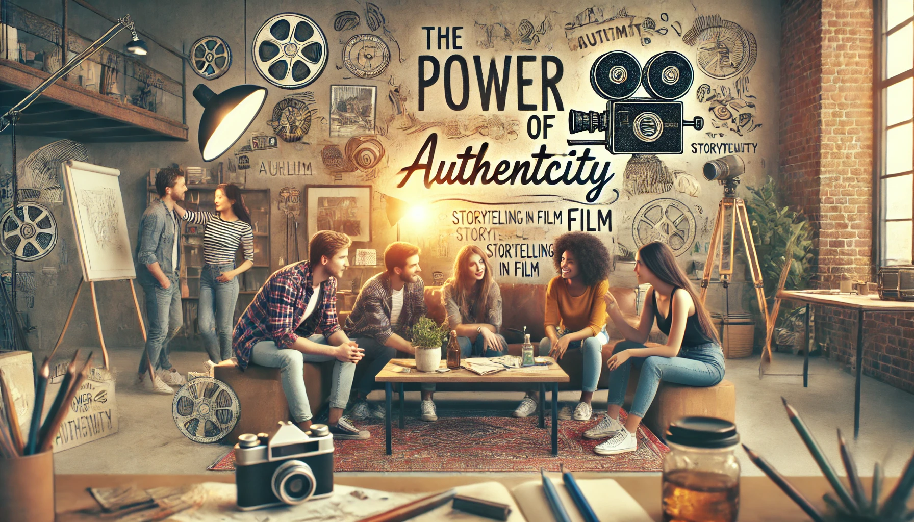 DALL·E 2024 11 14 14.31.18 A visually engaging image for a blog section titled The Power of Authenticity. The image should feature a young diverse group of people interacting - Maßgeschneiderter Film: Der Schlüssel, um Deine Zielgruppe zu erobern